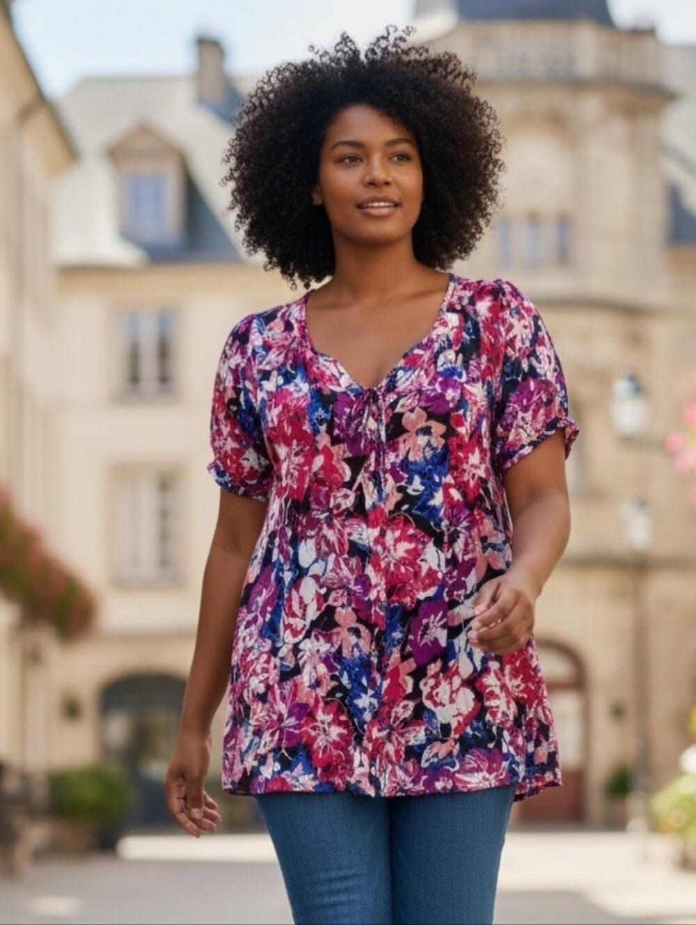 Roaman's Floral Tunic Top